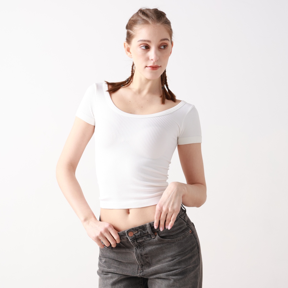 Short Sleeve Square Neck Sport Tops ZY00129