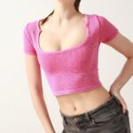 Short Sleeve Square Neck Sport Tops ZY0089