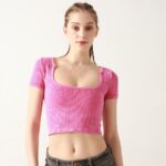 Short Sleeve Square Neck Sport Tops ZY0089